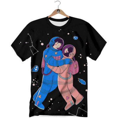 OrangePrints.com -Couple Astronaut Travel In Space Print T-Shirt