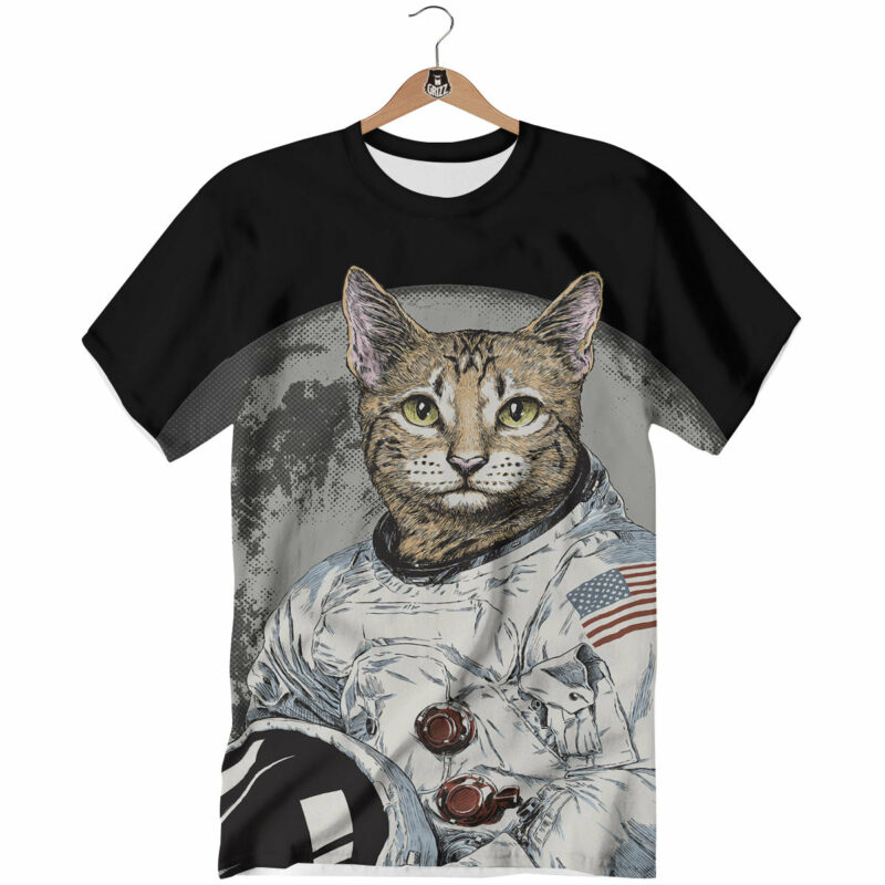 OrangePrints.com -Cat American Astronaut On The Moon Print T-Shirt