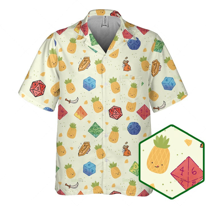 Orange prints DnD Hawaiian Shirt – Dice Pinapple Pattern-SP12042331DS02
