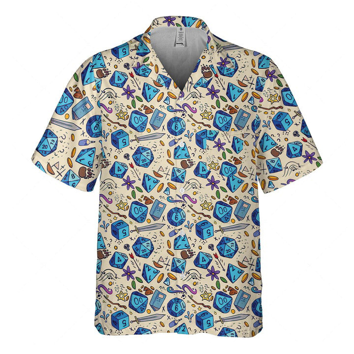 Orange prints DnD Hawaiian Shirt – Dice Sword Pattern-SP12042324DS02