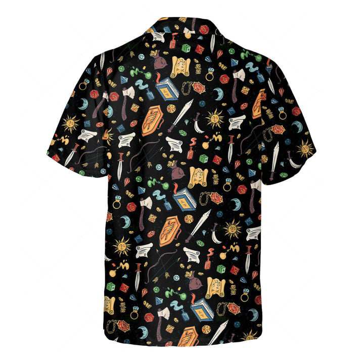 Orange prints DnD Hawaiian Shirt – DnD Items black-SP12042305DS02