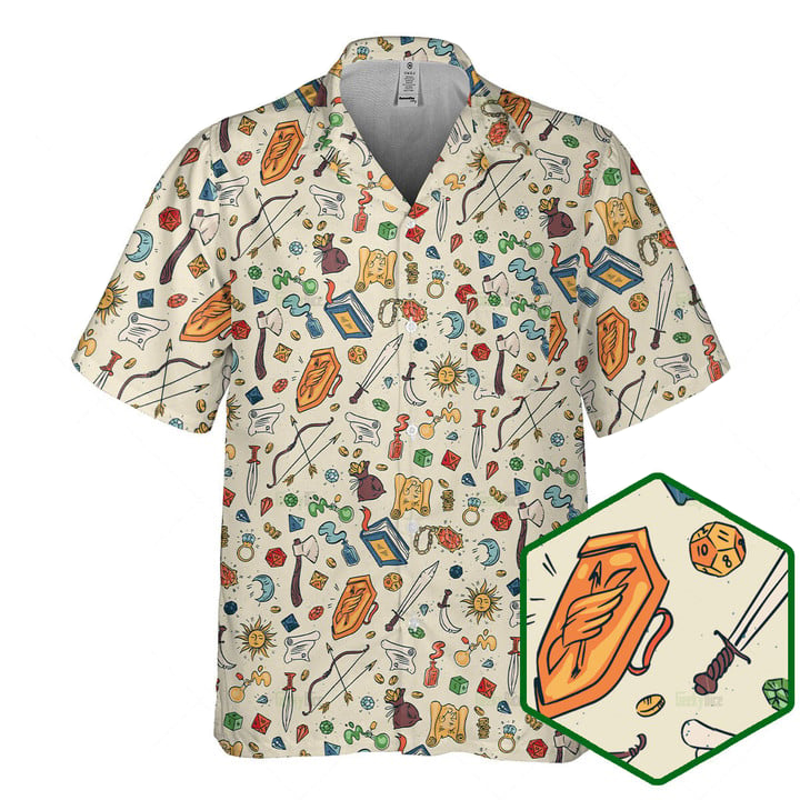Orange prints DnD Hawaiian Shirt – DnD Items-SP12042328DS02