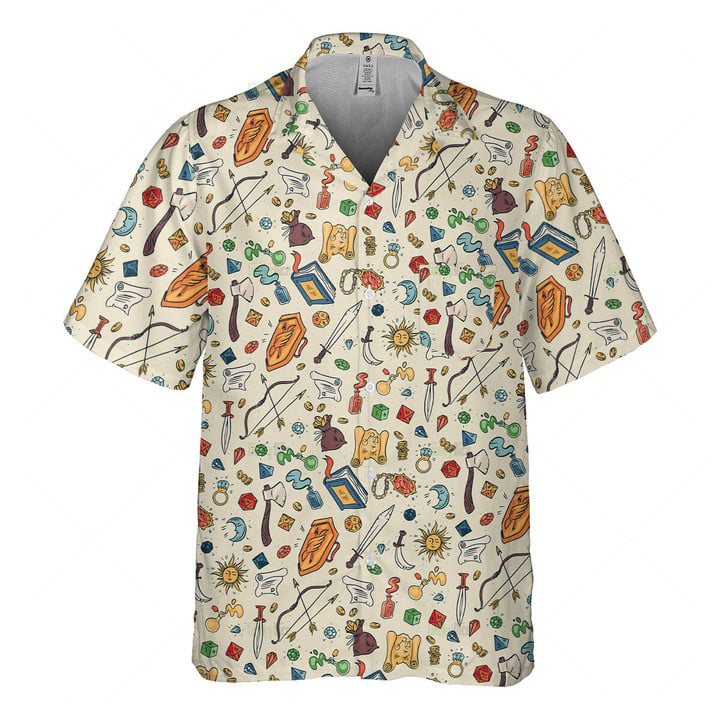 Orange prints DnD Hawaiian Shirt – DnD Items-SP12042328DS02