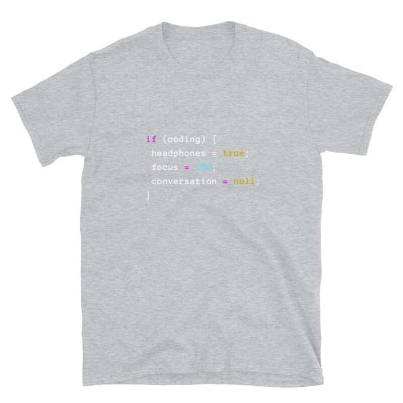Orange prints Coding With Headphones JavaScript T-Shirt - Nerd Shirt - Coder Shirt