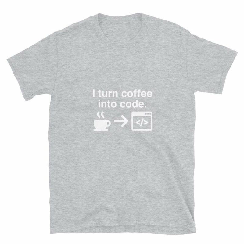 Orange prints I Turn Coffee Into Code - Coder Shirt - Web Developer Shirt