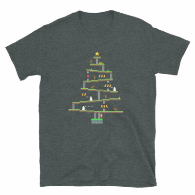 Orange prints Pixel Retro 8-Bit Gamer Christmas Tree Shirt
