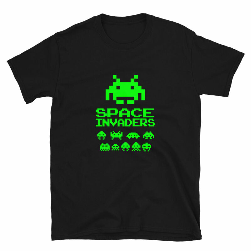 Orange prints Space Invaders Retro Video Gamer T-shirt