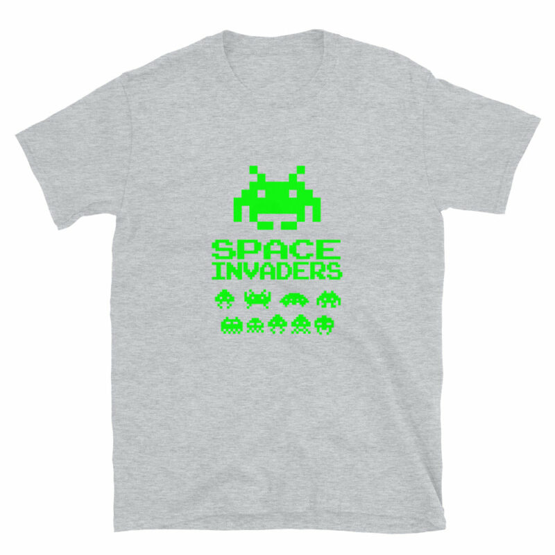 Orange prints Space Invaders Retro Video Gamer T-shirt