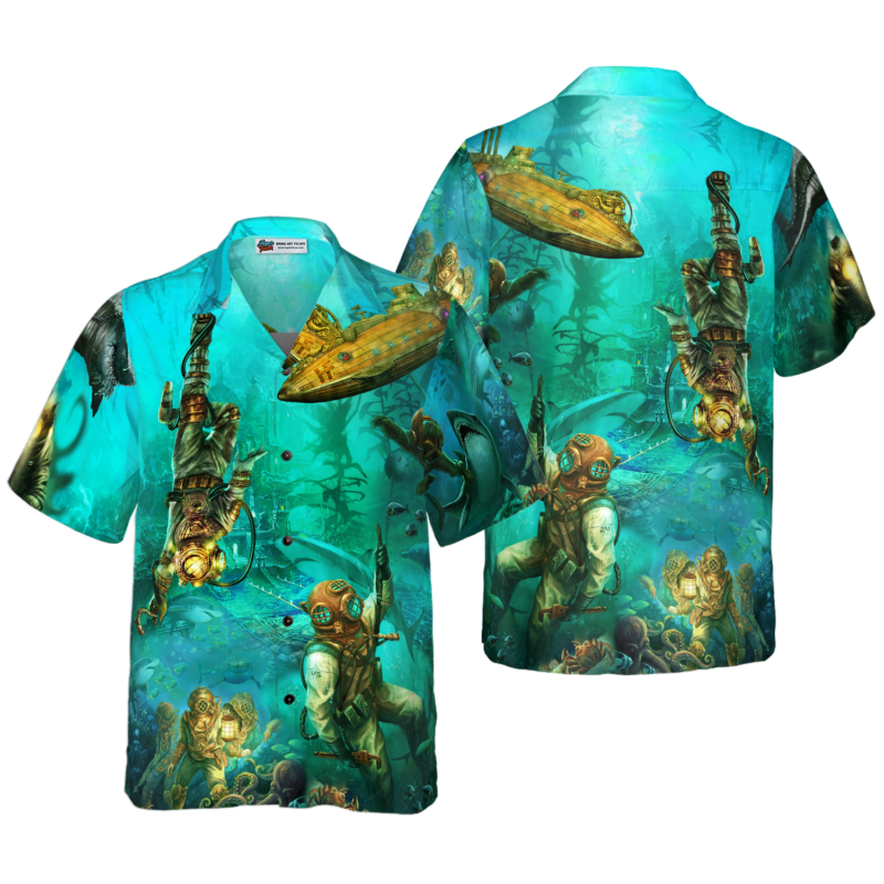 OrangePrints.com -Into The Sea Scuba Diving Hawaiian Shirt