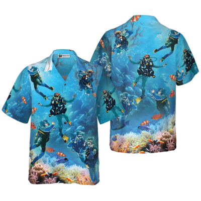 OrangePrints.com -Under The Sea Scuba Diving Hawaiian Shirt