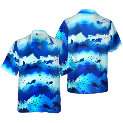 OrangePrints.com -Scuba Diver Under Sea Cave Hawaiian Shirt