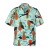 Orange prints front of Tropical Pineapple Ocean Scuba Diving Hawaiian Shirt