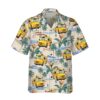 Orange prints front of Bus Driver And Tropical Pattern Hawaiian Shirt, Tropical Bus Driver Shirt For Men, Bus Driver Gift Idea