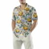 Orange prints model Bus Driver And Tropical Pattern Hawaiian Shirt, Tropical Bus Driver Shirt For Men, Bus Driver Gift Idea